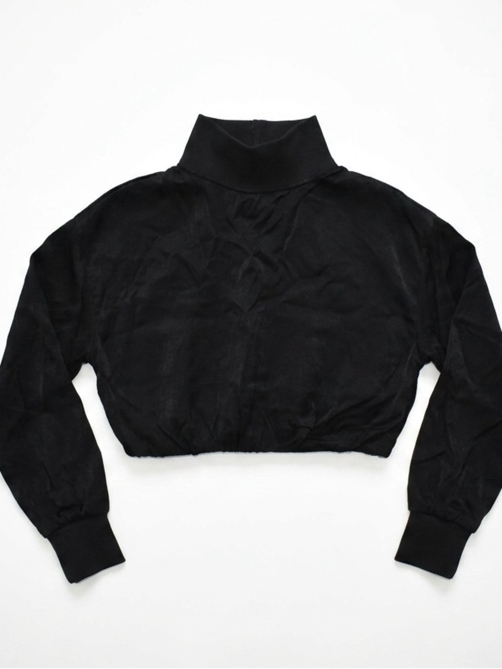 Black Cropped Turtleneck Sweatshirt - Women